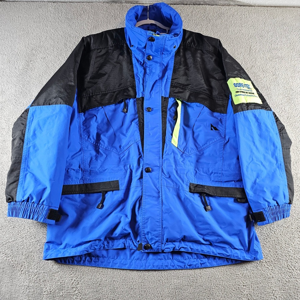 Vintage Serac Gore-Tex Mountain Parka Jacket Blue Black XL Waterproof Technical